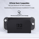 PlayVital METEOR Protective Case for Nintendo Switch 2, Dockable Ergonomic Non-Slip TPU Grip Cover with Thumb Grip for Switch 2, Shockproof Anti-Scratches Protector - White - YDCNTM002