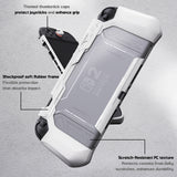 PlayVital METEOR Protective Case for Nintendo Switch 2, Dockable Ergonomic Non-Slip TPU Grip Cover with Thumb Grip for Switch 2, Shockproof Anti-Scratches Protector - White - YDCNTM002