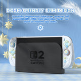 PlayVital Magic Wings Silicone Grip Case for Nintendo Switch 2 – Dockable Anime Protective Cover with Extra Adjustable Stand & Thumb Grips - White - XYFNTM002