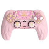 PlayVital Magic Wings Protective Silicone Cover Skin for PS5 Controller – Soft Anti-Slip Grip Protector Case for PS5 Controller with Thumbstick Caps & Themed Stickers, Charging Station Compatible - Pink - YLEPFP003