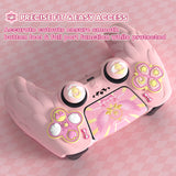 PlayVital Magic Wings Protective Silicone Cover Skin for PS5 Controller – Soft Anti-Slip Grip Protector Case for PS5 Controller with Thumbstick Caps & Themed Stickers, Charging Station Compatible - Pink - YLEPFP003