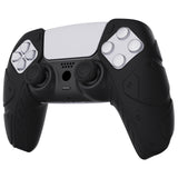 PlayVital Mecha Edition Black Ergonomic Soft Controller Silicone Case Grips for PS5 Controller, Rubber Protector Skins with Thumbstick Caps for PS5 Controller – Compatible with Charging Station - JGPF001