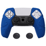 PlayVital Mecha Edition Blue Ergonomic Soft Controller Silicone Case Grips for PS5 Controller, Rubber Protector Skins with Thumbstick Caps for PS5 Controller - Compatible with Charging Station - JGPF005