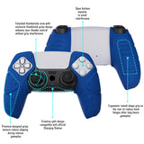 PlayVital Mecha Edition Blue Ergonomic Soft Controller Silicone Case Grips for PS5 Controller, Rubber Protector Skins with Thumbstick Caps for PS5 Controller - Compatible with Charging Station - JGPF005