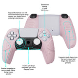 PlayVital Mecha Edition Cherry Blossoms Ergonomic Soft Controller Silicone Case Grips for PS5 Controller, Rubber Protector Skins with Thumbstick Caps for PS5 Controller - Compatible with Charging Station - JGPF007