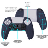 PlayVital Mecha Edition Midnight Blue Ergonomic Soft Controller Silicone Case Grips for PS5 Controller, Rubber Protector Skins with Thumbstick Caps for PS5 Controller – Compatible with Charging Station - JGPF003