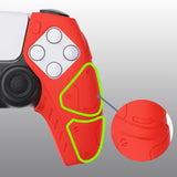 PlayVital Mecha Edition Passion Red Ergonomic Soft Controller Silicone Case Grips for PS5 Controller, Rubber Protector Skins with Thumbstick Caps for PS5 Controller - Compatible with Charging Station - JGPF009