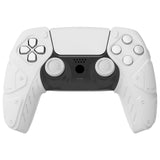 PlayVital Mecha Edition White Ergonomic Soft Controller Silicone Case Grips for PS5 Controller, Rubber Protector Skins with Thumbstick Caps for PS5 Controller – Compatible with Charging Station - JGPF002