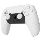 PlayVital Mecha Edition White Ergonomic Soft Controller Silicone Case Grips for PS5 Controller, Rubber Protector Skins with Thumbstick Caps for PS5 Controller – Compatible with Charging Station - JGPF002