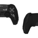 PlayVital Mecha Edition Silicone Cover Compatible with ps5 Controller with 2 Joystick Caps and 6 Stickers, Shockproof Non-Slip Grip Protector Accessories, Fits for ps5 Charging Station - Black - KKBPFP001