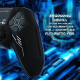 PlayVital Mecha Edition Silicone Cover Compatible with ps5 Controller with 2 Joystick Caps and 6 Stickers, Shockproof Non-Slip Grip Protector Accessories, Fits for ps5 Charging Station - Black - KKBPFP001