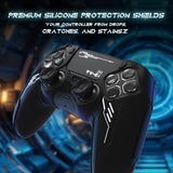 PlayVital Mecha Edition Silicone Cover Compatible with ps5 Controller with 2 Joystick Caps and 6 Stickers, Shockproof Non-Slip Grip Protector Accessories, Fits for ps5 Charging Station - Black - KKBPFP001