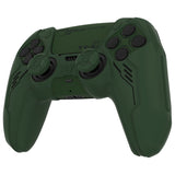 PlayVital Mecha Edition Silicone Cover Compatible with ps5 Controller with 2 Joystick Caps and 6 Stickers, Shockproof Non-Slip Grip Protector Accessories, Fits for ps5 Charging Station - Racing Green - KKBPFP005