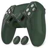 PlayVital Mecha Edition Silicone Cover Compatible with ps5 Controller with 2 Joystick Caps and 6 Stickers, Shockproof Non-Slip Grip Protector Accessories, Fits for ps5 Charging Station - Racing Green - KKBPFP005