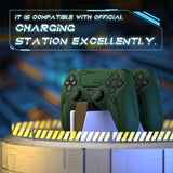 PlayVital Mecha Edition Silicone Cover Compatible with ps5 Controller with 2 Joystick Caps and 6 Stickers, Shockproof Non-Slip Grip Protector Accessories, Fits for ps5 Charging Station - Racing Green - KKBPFP005