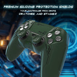 PlayVital Mecha Edition Silicone Cover Compatible with ps5 Controller with 2 Joystick Caps and 6 Stickers, Shockproof Non-Slip Grip Protector Accessories, Fits for ps5 Charging Station - Racing Green - KKBPFP005