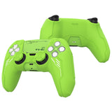 PlayVital Mecha Edition Silicone Cover Compatible with ps5 Controller with 2 Joystick Caps and 6 Stickers, Shockproof Non-Slip Grip Protector Accessories, Fits for ps5 Charging Station - Neon Green - KKBPFP004