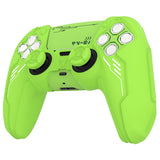 PlayVital Mecha Edition Silicone Cover Compatible with ps5 Controller with 2 Joystick Caps and 6 Stickers, Shockproof Non-Slip Grip Protector Accessories, Fits for ps5 Charging Station - Neon Green - KKBPFP004