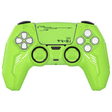 PlayVital Mecha Edition Silicone Cover Compatible with ps5 Controller with 2 Joystick Caps and 6 Stickers, Shockproof Non-Slip Grip Protector Accessories, Fits for ps5 Charging Station - Neon Green - KKBPFP004