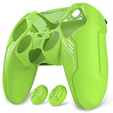 PlayVital Mecha Edition Silicone Cover Compatible with ps5 Controller with 2 Joystick Caps and 6 Stickers, Shockproof Non-Slip Grip Protector Accessories, Fits for ps5 Charging Station - Neon Green - KKBPFP004