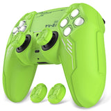 PlayVital Mecha Edition Silicone Cover Compatible with ps5 Controller with 2 Joystick Caps and 6 Stickers, Shockproof Non-Slip Grip Protector Accessories, Fits for ps5 Charging Station - Neon Green - KKBPFP004