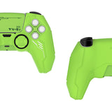 PlayVital Mecha Edition Silicone Cover Compatible with ps5 Controller with 2 Joystick Caps and 6 Stickers, Shockproof Non-Slip Grip Protector Accessories, Fits for ps5 Charging Station - Neon Green - KKBPFP004