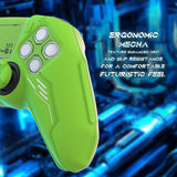 PlayVital Mecha Edition Silicone Cover Compatible with ps5 Controller with 2 Joystick Caps and 6 Stickers, Shockproof Non-Slip Grip Protector Accessories, Fits for ps5 Charging Station - Neon Green - KKBPFP004