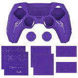 PlayVital Mecha Edition Silicone Cover Compatible with ps5 Controller with 2 Joystick Caps and 6 Stickers, Shockproof Non-Slip Grip Protector Accessories, Fits for ps5 Charging Station - Purple - KKBPFP003