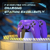 PlayVital Mecha Edition Silicone Cover Compatible with ps5 Controller with 2 Joystick Caps and 6 Stickers, Shockproof Non-Slip Grip Protector Accessories, Fits for ps5 Charging Station - Purple - KKBPFP003