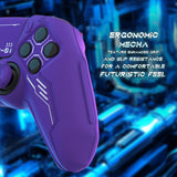 PlayVital Mecha Edition Silicone Cover Compatible with ps5 Controller with 2 Joystick Caps and 6 Stickers, Shockproof Non-Slip Grip Protector Accessories, Fits for ps5 Charging Station - Purple - KKBPFP003