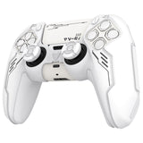 PlayVital Mecha Edition Silicone Cover Compatible with ps5 Controller with 2 Joystick Caps and 6 Stickers, Shockproof Non-Slip Grip Protector Accessories, Fits for ps5 Charging Station - White - KKBPFP002