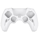 PlayVital Mecha Edition Silicone Cover Compatible with ps5 Controller with 2 Joystick Caps and 6 Stickers, Shockproof Non-Slip Grip Protector Accessories, Fits for ps5 Charging Station - White - KKBPFP002