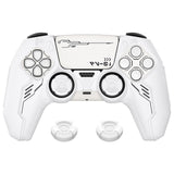 PlayVital Mecha Edition Silicone Cover Compatible with ps5 Controller with 2 Joystick Caps and 6 Stickers, Shockproof Non-Slip Grip Protector Accessories, Fits for ps5 Charging Station - White - KKBPFP002