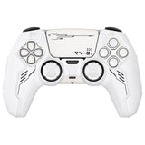 PlayVital Mecha Edition Silicone Cover Compatible with ps5 Controller with 2 Joystick Caps and 6 Stickers, Shockproof Non-Slip Grip Protector Accessories, Fits for ps5 Charging Station - White - KKBPFP002