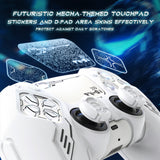 PlayVital Mecha Edition Silicone Cover Compatible with ps5 Controller with 2 Joystick Caps and 6 Stickers, Shockproof Non-Slip Grip Protector Accessories, Fits for ps5 Charging Station - White - KKBPFP002