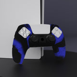 PlayVital Mecha Edition Blue & Black Ergonomic Soft Controller Silicone Case Grips for PS5 Controller, Rubber Protector Skins with Thumbstick Caps for PS5 Controller - Compatible with Charging Station - JGPF012