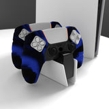 PlayVital Mecha Edition Blue & Black Ergonomic Soft Controller Silicone Case Grips for PS5 Controller, Rubber Protector Skins with Thumbstick Caps for PS5 Controller - Compatible with Charging Station - JGPF012