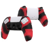 PlayVital Mecha Edition Red & Black Ergonomic Soft Controller Silicone Case Grips for PS5 Controller, Rubber Protector Skins with Thumbstick Caps for PS5 Controller - Compatible with Charging Station - JGPF011