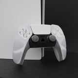 PlayVital Mecha Edition Clear White Ergonomic Soft Controller Silicone Case Grips for PS5 Controller, Rubber Protector Skins with Thumbstick Caps for PS5 Controller - Compatible with Charging Station - JGPF010