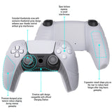 PlayVital Mecha Edition Clear White Ergonomic Soft Controller Silicone Case Grips for PS5 Controller, Rubber Protector Skins with Thumbstick Caps for PS5 Controller - Compatible with Charging Station - JGPF010