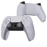 PlayVital Mecha Edition Clear White Ergonomic Soft Controller Silicone Case Grips for PS5 Controller, Rubber Protector Skins with Thumbstick Caps for PS5 Controller - Compatible with Charging Station - JGPF010