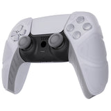 PlayVital Mecha Edition Clear White Ergonomic Soft Controller Silicone Case Grips for PS5 Controller, Rubber Protector Skins with Thumbstick Caps for PS5 Controller - Compatible with Charging Station - JGPF010