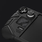 PlayVital Mecha Protective Case for Steam Deck – Anti-Slip Silicone Grip Cover for Steam Deck OLED & LCD, Shockproof Shell with Back Button Enhancement Set & Thumb Grips & Stickers - Black - JAGSDP001