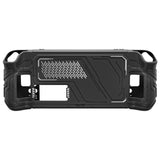 PlayVital Mecha Protective Case for Steam Deck – Anti-Slip Silicone Grip Cover for Steam Deck OLED & LCD, Shockproof Shell with Back Button Enhancement Set & Thumb Grips & Stickers - Black - JAGSDP001