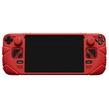 PlayVital Mecha Protective Case for Steam Deck – Anti-Slip Silicone Grip Cover for Steam Deck OLED & LCD, Shockproof Shell with Back Button Enhancement Set & Thumb Grips & Stickers - Red - JAGSDP003