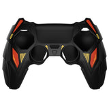 PlayVital Mecha Rhino Silicone Cover for PS5 Controller with Thumb Grips & Stickers, Anti-Slip Controller Grip Skin Accessories Compatible with PS5 Charging Station - Black & Caution Red - HZAPFP002