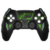PlayVital Mecha Rhino Silicone Cover for PS5 Controller with Thumb Grips & Stickers, Anti-Slip Controller Grip Skin Accessories Compatible with PS5 Charging Station - Black & Green - HZAPFP001