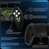PlayVital Mecha Rhino Silicone Cover for PS5 Controller with Thumb Grips & Stickers, Anti-Slip Controller Grip Skin Accessories Compatible with PS5 Charging Station - Black & Green - HZAPFP001