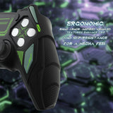 PlayVital Mecha Rhino Silicone Cover for PS5 Controller with Thumb Grips & Stickers, Anti-Slip Controller Grip Skin Accessories Compatible with PS5 Charging Station - Black & Green - HZAPFP001