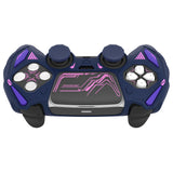 PlayVital Mecha Rhino Silicone Cover for PS5 Controller with Thumb Grips & Stickers, Anti-Slip Controller Grip Skin Accessories Compatible with PS5 Charging Station - Midnight Blue & Purple - HZAPFP005